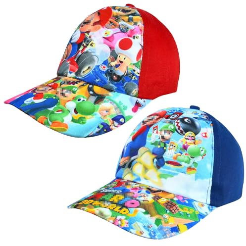 Cartoon Baseball Cap, 2 PCS Kinder Baseball Cap,Baseballmütze für Kinder Cartoon,Baseball Kappe Sommer Kind Verstellbar Kind Snapback Cap