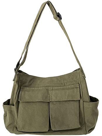 ModaZeal Canvas Messenger Bags for Women Large Canvas Crossbody Bag Satchel Shoulder Bags for Men Travel Tote Handbags with Multiple Pockets