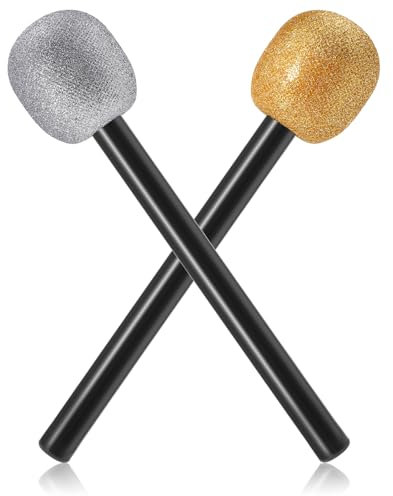2 Pièces Faux Microphone en Plastique Rockstar Microphone Paillettes Microphone Artificiel Karaoké Microphone Enfants Karaoké pour Scène Disco ou Accessoires de Costume Cadeaux de Fête d'anniversaire