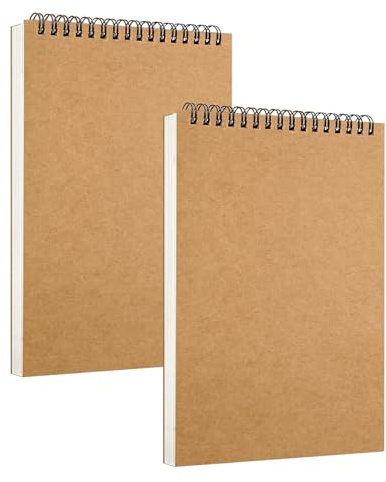 2Pcs Sketchbooks, A5 Hardback Sketch Book, Total 60 Sheets/120 Pages,120GSM Thick Paper, Spiral Bound Sketch Pad, Drawing Pad for Artists Children Adults(21 * 14.8cm) (Brown)
