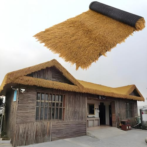 DWZL Tegole Artificiali in Paglia Simulata – Copertura PE/PP Resistente per Tiki Bar Gazebo, Giardini Anti-UV e Impermeabile Facile Installazione(Size:100cm*10m(39.4in*32.8ft))