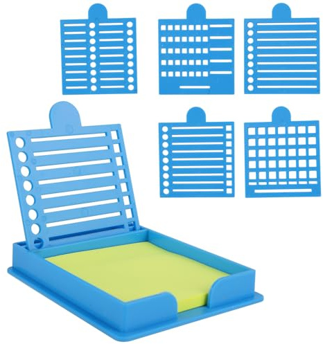 Porte Notes Autocollantes avec Cinq Pochoirs Différents, Gabarits de Dessin de Lignes Porte Notes pour Autocollantes 7,62x7,62cm pour Bureau École (Bleu)