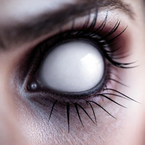 Weisse Farbige Linsen & Geprüfte Kontaktlinsen - Grußlige Tageslinsen für Halloween & Fasching - ohne Stärke - Vampir & Dracula (1 Paar / 2 Stück) (weiß)