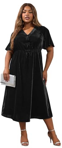 Yours Curve Velvet Bow Front Maxi Dress - Women's - Plus Size Curve Black