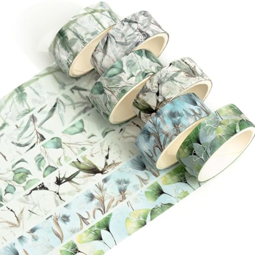 YUBBAEX Washi Tape Set blommig maskeringstejp dekorativ tejp färgglad för scrapbooking, bullet dagbok, planerare, presentförpackning 15 mm bred