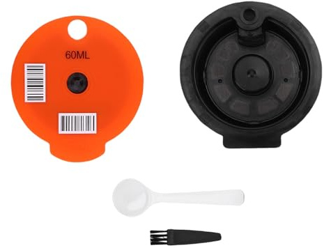 YUEHISY Återanvändbar Kaffekapsel, PP-påfyllningsbar Kaffekapsel med Borste och Mätsked, Kapsel i K-stil med 4 Orange Lock, för Hembryggning