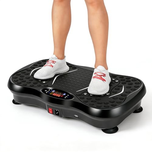 Plataforma vibrante certificada, 99 niveles de intensidad y 5 programas, capacidad de 200 kg, placa vibratoria para casa antideslizante con altavoz Bluetooth y mando a distancia, para pérdida de peso