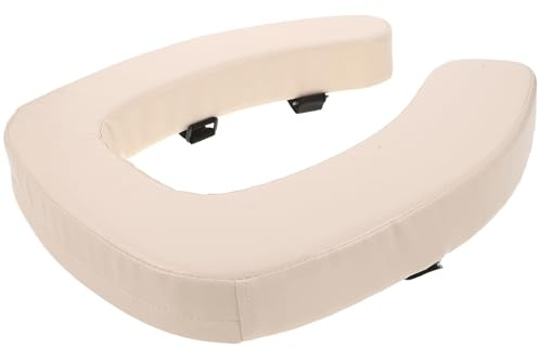 Anneome Cojín Acolchado para Asiento de Inodoro, Asiento Elevado de 5 Cm con Esponja de Alta Densidad, Funda Antideslizante con Banda de Fijación, Color Beige para Baño y Personas Mayores
