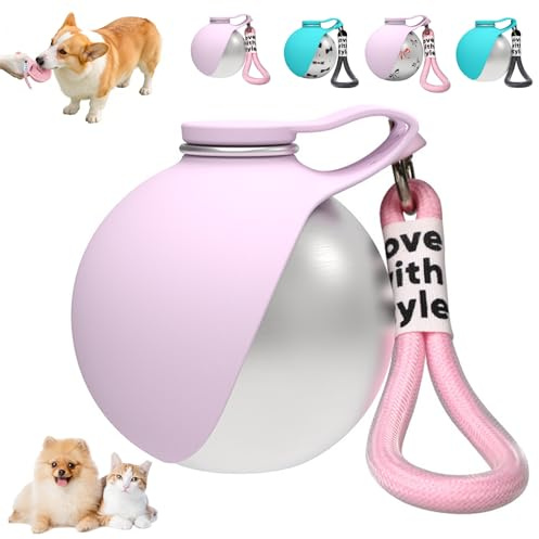 Botella para perros para viajes, 285 ml, de acero inoxidable, botella de agua con cuenco, para perros, portátil, de viaje, a prueba de fugas, botella compacta para perros para viajes (C)