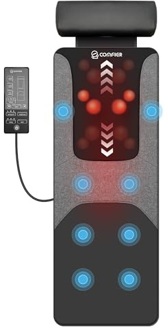 COMFIER Tappetino Massaggiante per Tutto il Corpo con Funzione Riscaldante, Massaggio Shiatsu e 8 Motori a Vibrazione, Materassino Massaggiante Elettrico per Collo e Schiena, per un Relax Profondo