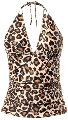 Générique Haut Leopard Femme, Débardeur Femme Crop Top Sexy Crop, Y2K Backless Top T-Shirts, Clubwear Tops en Filet à Chiffon pour SoiréE Club pour Fille