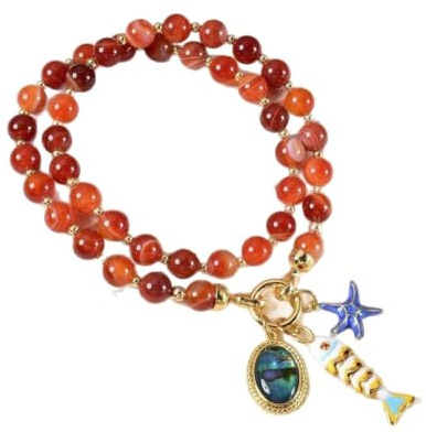 Dazhua sommar fisk snäcka sjöstjärna halsband, färgglada pärlor boho-smycken
