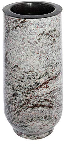 Afterglow Snygg gravvas klassisk av äkta oriongranit, ljus, höjd 20 cm/Ø 10 cm, gravprydnad, väderbeständig, frostsäker, granitvas med plastinsats, kyrkogårdsvas