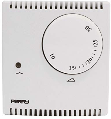 Termostato ad espansione di gas da parete Perry 1TG TEG131 termostato con spia LED bianco da 5 a 35°C Funzionamento ON/OFF Differenziale fisso 1 livello temperatura Regolazione continua Scala graduata Indice meccanico set-point Termostato ambiente Perry