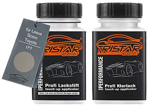 TRISTARcolor Peinture voiture Crayon de retouche peinture pour Lexus/Scion/Toyota 1F7 Ultra Silver Metallic F Peinture de base vernis clair 50 ml chacun