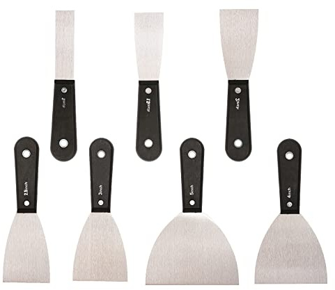 7 PCS Drywall Tools,Putty Knife Scraper Tool,Stainless Steel Paint Scraper Spackle Knife,Drywall Scraper Spackle Taping Knife for Spreading Mud, Taping,Repairing Wall.