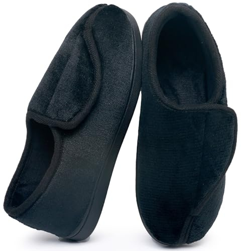 Git-up Pantofole per Diabetici in Memory Foam per Artrite da Donna, Edema, Scarpe da Casa Chiuse Comode e Regolabili, Nero 11