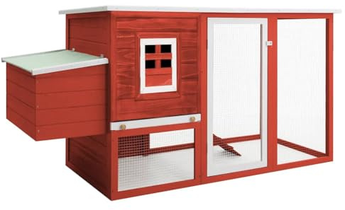 vidaXL Holz Hühnerstall mit 1 Eikäfig Hühnerhaus Hühnervoliere Gefügelstall