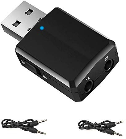 EasyULT Adattatore Bluetooth USB 3 in 1, USB Adattatore Bluetooth 5.0 Trasmettitore Ricevitore con 3.5mm AUX Wireless Audio Bluetooth, per TV PC Altoparlanti Auto-Nero