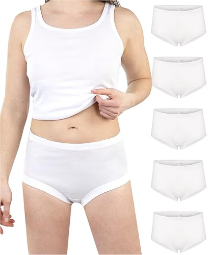 SES midjetrosa dam finribbad 5-pack 38 till 56 tillverkade av 100 % bomull, Vit, 44