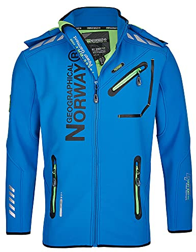 Geographical Norway Chaqueta de softshell funcional para hombre, impermeable en Bundle con gorro urbandreamz, Royal RO, XXL