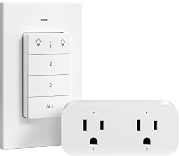 DEWENWILS Remote Control Outlet Wireless Light Switch, 2 Independent Control Sockets Electrical Remote Outlet Switch for Lamps, Fans, Household Appliance, No Wiring,100 Ft Range