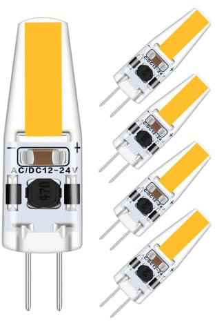 kuyamilay G4 3W LED Bulbs Dimmbar Light Bulb Warm White, Replaces 20W Halogen Bulbs,AC/DC 12-24V LED Lampen,AC 12V Led Stiftsocked,4 Pack
