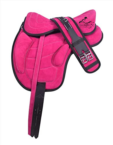 WILD RACE Baumlose freemax Vollwildleder-Sättel Größen/Treeless freemax Fully Suede Saddle (18, Pink)