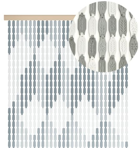 VIRSUS Tenda a Piastrine Antimosche in PVC 4130, misura 120x230 cm, tenda per porte e finestre, moschiera a pannello, Frangivista e Decorazione, zanzariera per insetti (Rombi Bianchi e Grigi)