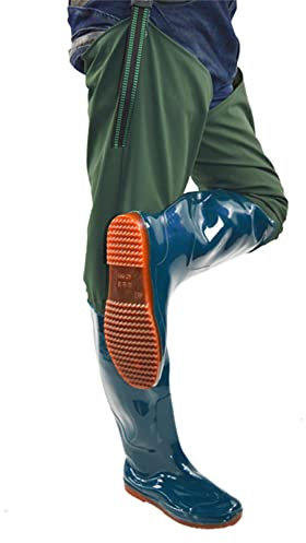 Pantaloni Acqua All'aperto Per Uomo E Donna, Abiti Pesca Ultraleggeri Alti 80 Cm Pantaloni Wading in Nylon Impermeabili Stivali Pioggia Gomma Antiscivolo Traspiranti Tute Da Caccia,Verde,41 EU