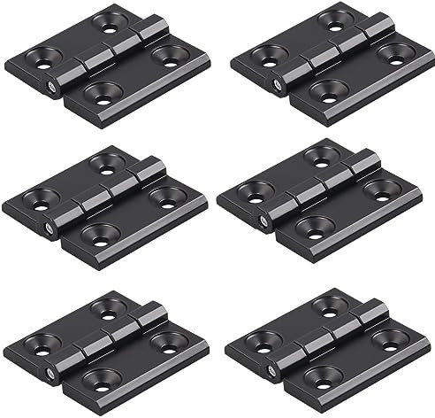 6 Stück schwarzes Zinklegierungsscharnier 40x40mm Türrahmenscharniere Aluminiumprofilscharnier Installationssatz für 2020 Aluminium-Extrusionsprofilschlitz 6mm