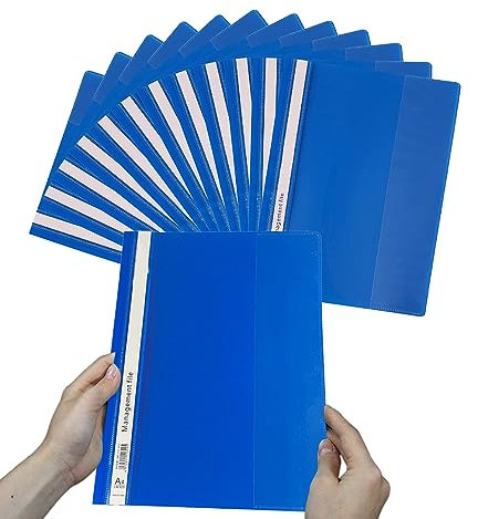 12 Stück A4 Schnellhefter Pappe Prospekthüllen A4 Pappschnellhefter A4 aus Kunststoff mit Transparentem Vorderdeckel Dokumentenmappe Sammelmappen für Dokumente Organisieren