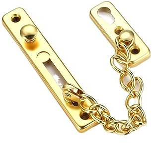AOROM TüRkette Türkettenschloss, Edelstahlkette, Türschutz, Sicherheit mit Federknopf, Diebstahlsicherung, Türkette, Türverriegelung, Tür TüR Kettenschloss (Color : Gold)