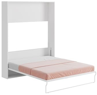 Vente-unique Malina II - Cama Plegable (160 x 200 cm, Apertura Vertical Manual, Color Blanco