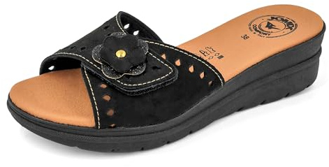 JOMIX Sandales Compensées Femme avec Scratch Réglable Pantoufles d'été Sandales Anatomiques Confortables Fabriqué en Italie