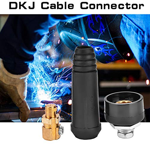 Adaptateur Prise Poste A Souder 1 Pièces Dkj10-25 Noir Connecteur de Câble de Soudage Européen Adaptateur de Raccord Rapide Cuivre, Tige en Caoutchouc (DKJ10-25 Noir)
