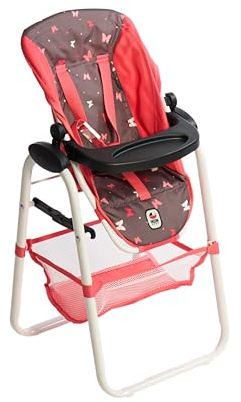 Bayer Chic 2000® Puppenhochstuhl – Butterfly Koralle – Verstellbar & klappbar – Rückentrage & Gepäcknetz – Puppen bis 50 cm – Puppenzubehör 3-8 J.