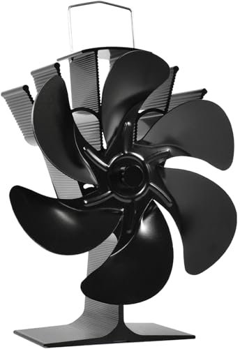 TechKen Kaminventilator,6 Flügel Ofenventilator Ohne Strom Kamin Ofen Ventilator Fireplace Stove Fan für Kaminofen Kaminlüfter Ofenlüfter Holzofenventilator Stromlos Wärmebetriebener Ofenventilator