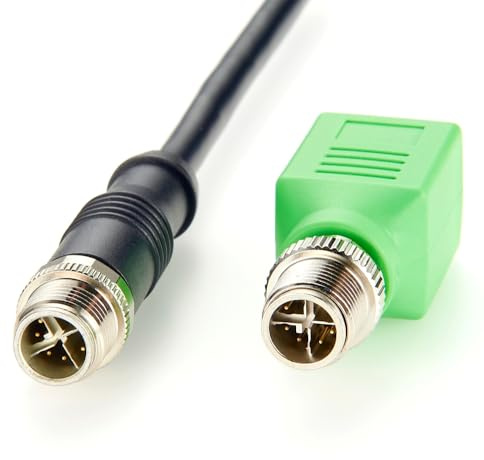Plinkwirekb M12 X-Coded 8 Pin to RJ45 Adapter Cat6 Industrial Ethernet Shielded Connector IP67 Waterproof RJ45 to M12 Bulkhead Jack for Industrial Camera GigE Vision PoE Sensor