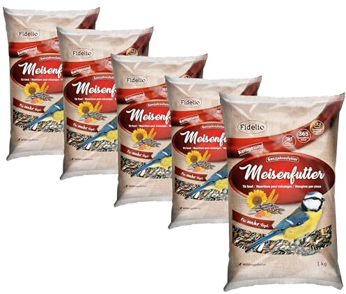Fidelio Wildvogelfutter, Meisenfutter, Ganzjahresfutter proteinreich/energiereich, hochwertiges Vogelfutter für Wildvögel, 10 x 1 kg (10 kg)