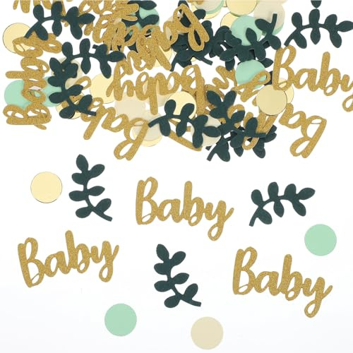 Nogeqi 100 st Salviagrönt Babyparty Konfetti, Spridningsdekoration Babyparty, Baby Spridningsdekoration Födelsedag, Konfetti Bröllop Födelsedagsdekoration Bord, Grönt Bordsdekoration Födelsedag för