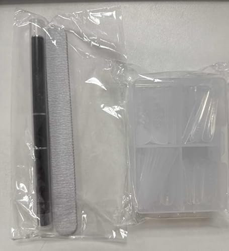 Set di 96 stencil per unghie a doppia punta, 4 forme di estensione per unghie in poligelo, con pennello a doppia estremità e lima per unghie (trasparente)