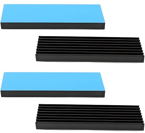 4Pack M.2 SSD Heatsink, Aluminium Heatsink Cooler Cooling Fin with Thermal Adhesive Tape for NVMe WiFi Routers Transistors Electronics M.2 2280 Solid State Drives Electronic Components 70x22x6mm Black