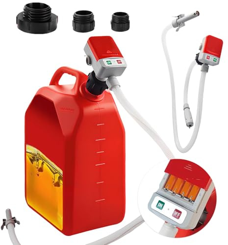 Kraftstoffpumpe mit Auto-Stopp-Sensor, Kraftstoff Umfüllpumpe mit 3 Adaptergrößen, 2.4GPM Elektrische Selbstansaugende Dieselpumpe Ölabsaugpumpe mit Schläuchen und Zapfpistole für Diesel, Öl & Benzin