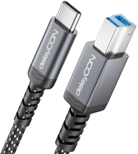 deleyCON 5m Cable USB 3.0 USB-C a USB-B Cable para Impresora y Datos 5 Gbit/s para Impresora, Escáner, Disco Duro Externo, Base, Monitor, Upstream, Negro