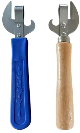 2 stycken konservöppnare i rostfritt stål med sidosnitt, multifunktionell vinflasköppnare, ergonomiskt handtag, kreativa köksverktyg.