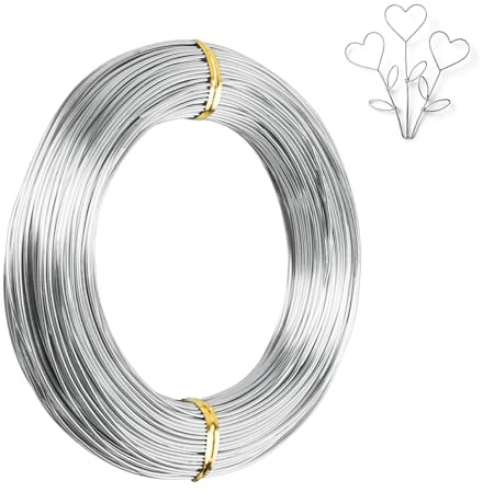 Tråd för pyssel, pysseltråd 1 mm x 50 m, smyckestråd silver, aluminiumtråd, flexibel pysseltråd, silver för kranstillverkning, smycketillverkning, modelltillverkning, gör-det-själv hantverk