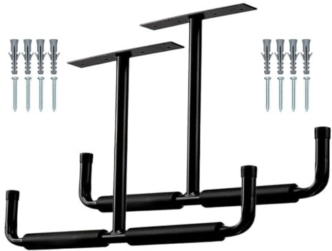 Generico Scaffali Portaoggetti da Soffitto | A T In Metallo Confezione Da 2 Pezzi,Ganci A Soffitto Per Garage,Per Biciclette, Scale, Attrezzatura Sportiva, Canne da Pesca, Sci, Seminterrato, Capanno