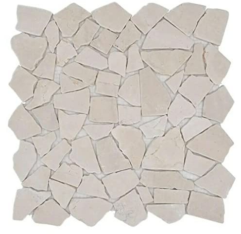 Mosaik-nätverk mosaikplatta brott/Ciot uni Botticino marmor natursten kök, mosaiksten format: 15–69 x 8 mm, bågstorlek: 305 x 305 mm, 10 bågar