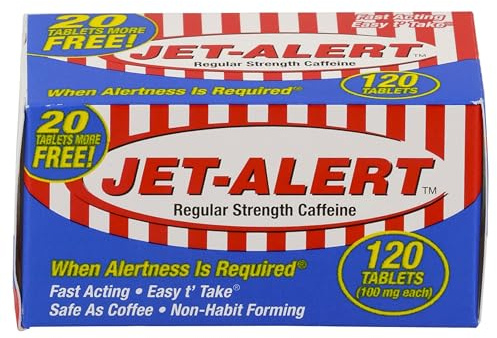 Jet-Alert Regular Strength Caffeine 100 mg Tablets, Value Size, 120 Count (Pack of 3)